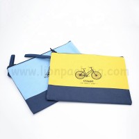 Custom Promotional Travel Lady Cosmetic Zipper Gift Bag Cotton Canvas Make up Bag with satin lining