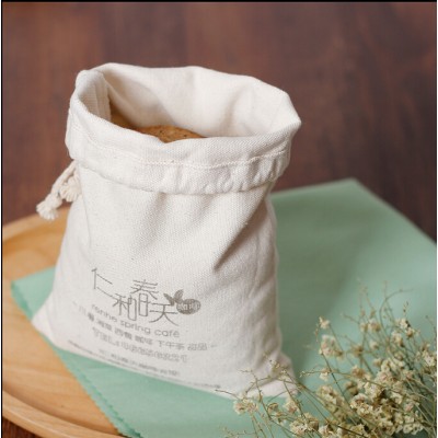 Small cotton canvas drawstring pouch bag