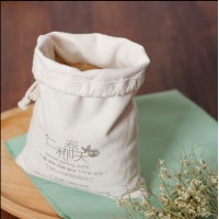 Small cotton canvas drawstring pouch bag