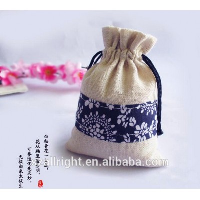 organic jute cotton tea pouch drawstring bag