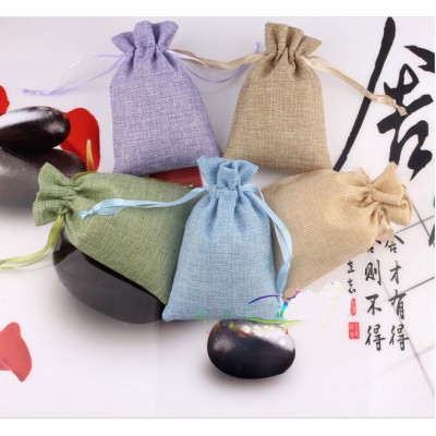 color linen storage bag small drawstring promotion gift pouch