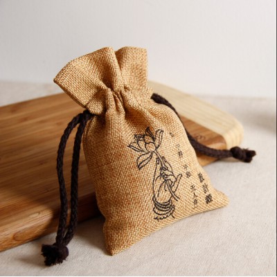 Promotional Jute Pouches bag drawstring for Jewelry packing