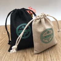 Black Burlap Drawstring Bag For Packaging